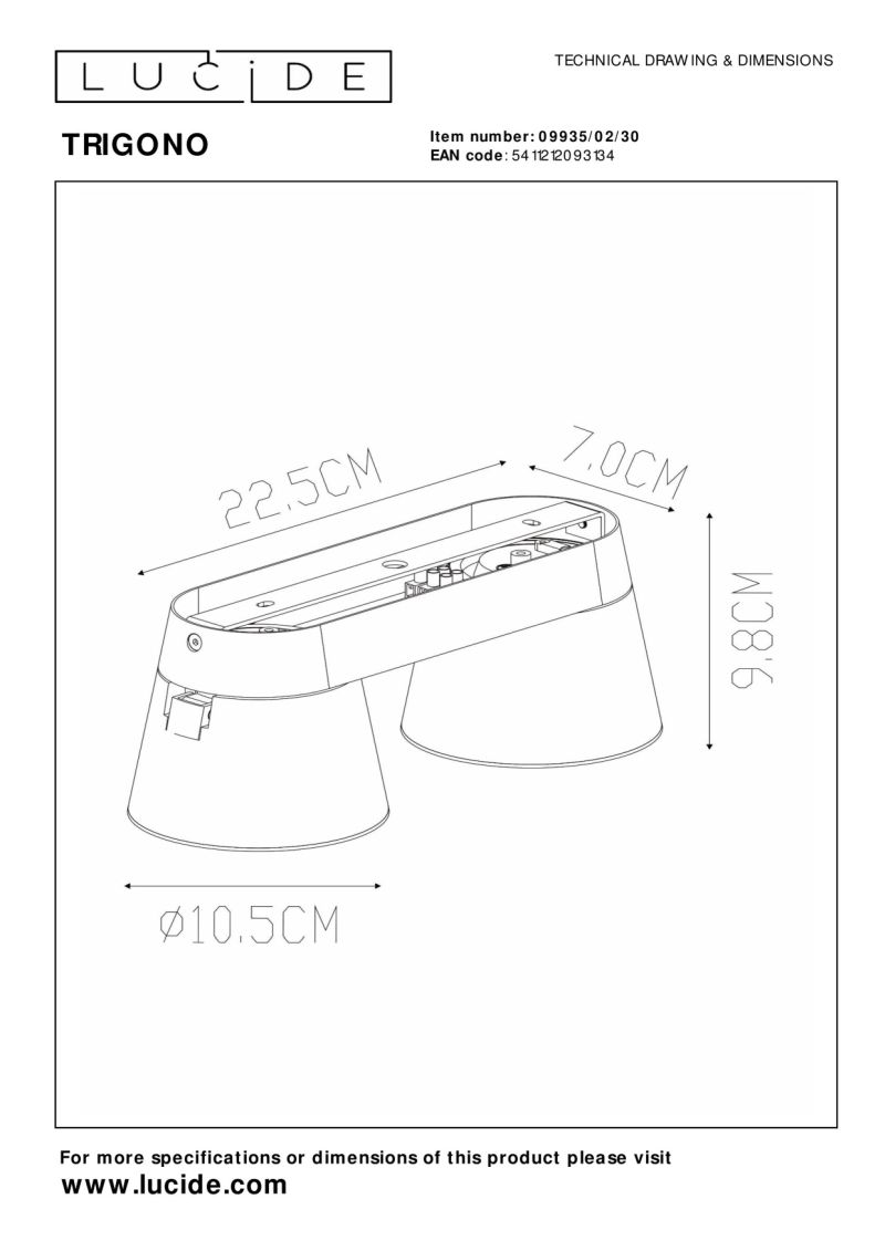 Lucide TRIGONO - Stropné bodové svietidlo - 2xGU10 - Čierne